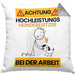 Hundebesitzer Kissen mit Füllung 40x40 Geschenk Lustiger Spruch Geschenkidee für Hundebesitzer Achtung Hochleistungs Hundebesitzer Bei Der Arbeit (Grau) Grau Trendation