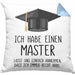 Master Bestanden Geschenk Abschluss Kissen mit Füllung 40x40 Spruch Master Graduation Bestandene Prüfung Geschenkidee (Grau) Blau Trendation