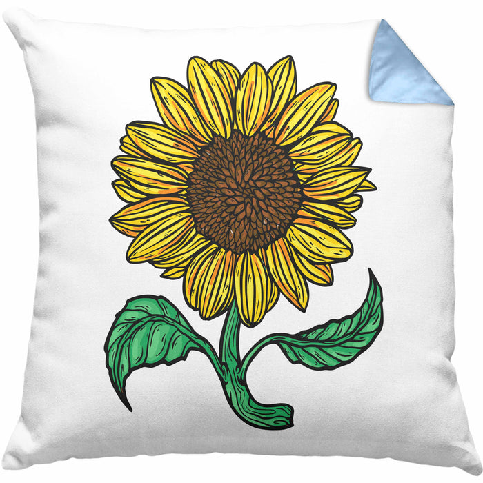 Lustige Sonnenblume Kissen mit Füllung 40x40 Geschenk für Sonnenblumenliebhaber (Grau) Blau Trendation