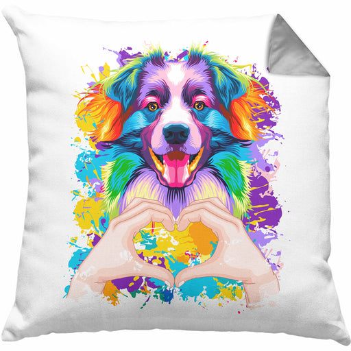 Border Collies Besitzer Farbe Love Kissen mit Füllung 40x40 Geschenk Lustiger Spruch Geschenkidee Border Collies Besitzerin (Grau) Grau Trendation