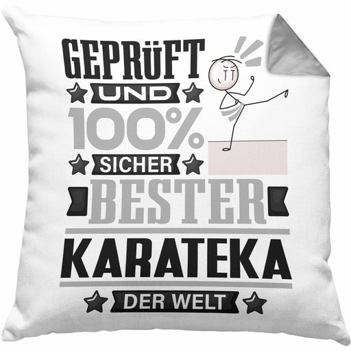 Karateka Geschenk Lustiger Spruch für Karateka Geschenkidee Bester Karateka Der WeltKissen mit Füllung 40x40 (Grau) Grau Trendation