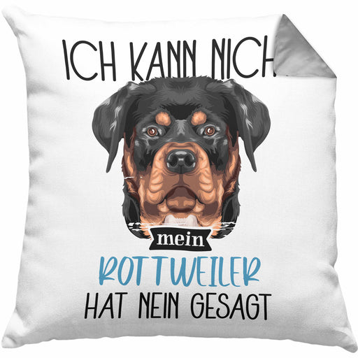 Rottweiler Besitzer Kissen mit Füllung 40x40 Geschenk Lustiger Spruch Geschenkidee Ich Kann Nicht Mein Rottweiler Hat Nein Gesagt (Grau) Grau Trendation