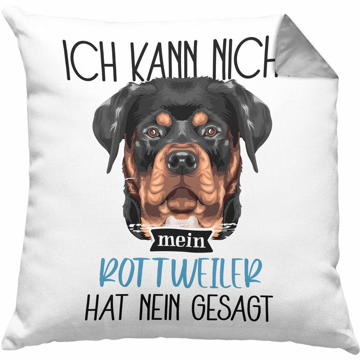 Rottweiler Besitzer Kissen mit Füllung 40x40 Geschenk Lustiger Spruch Geschenkidee Ich Kann Nicht Mein Rottweiler Hat Nein Gesagt (Grau) Grau Trendation