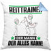 Reittrainer Kissen mit Füllung 40x40 Geschenk für Reittrainer Der Mann Der Alles Kann Geschenkidee zum Geburtstag (Grau) Blau Trendation