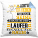Läufer Geschenk Kissen mit Füllung 40x40 Lustiger Spruch Erheben Sie Sich Der Läufer Betritt den Raum (Grau) Blau Trendation