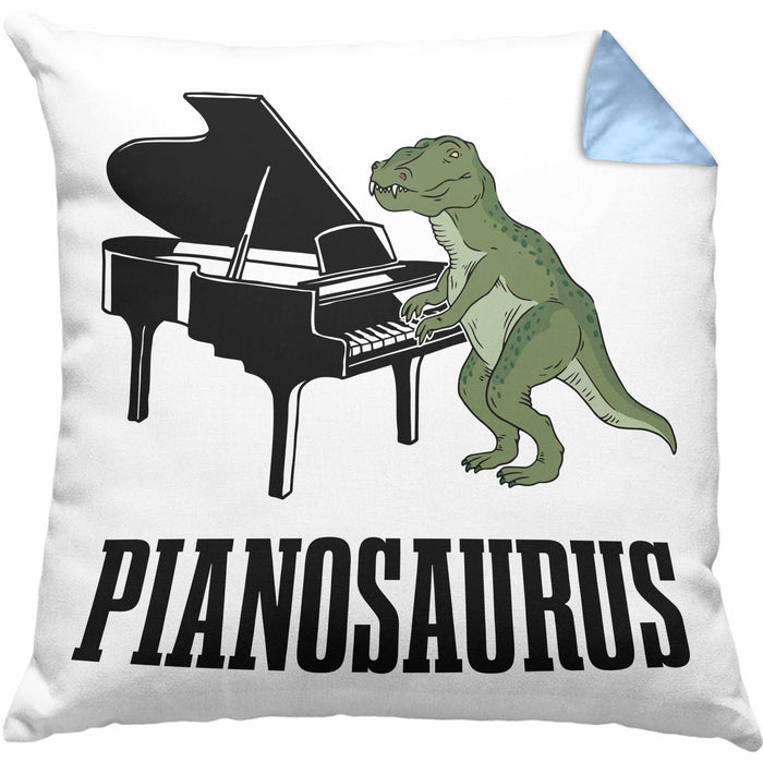 Pinaosaurus Piano-Spieler Kissen mit Füllung 40x40 Geschenk Klavier (Grau) Blau Trendation