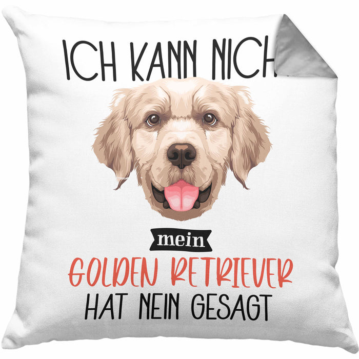 Golden Retriever Besitzer Kissen mit Füllung 40x40 Geschenk Lustiger Spruch Geschenkidee Ich Kann Nicht Mein Golden Retriever Hat Nein Gesagt (Grau) Grau Trendation