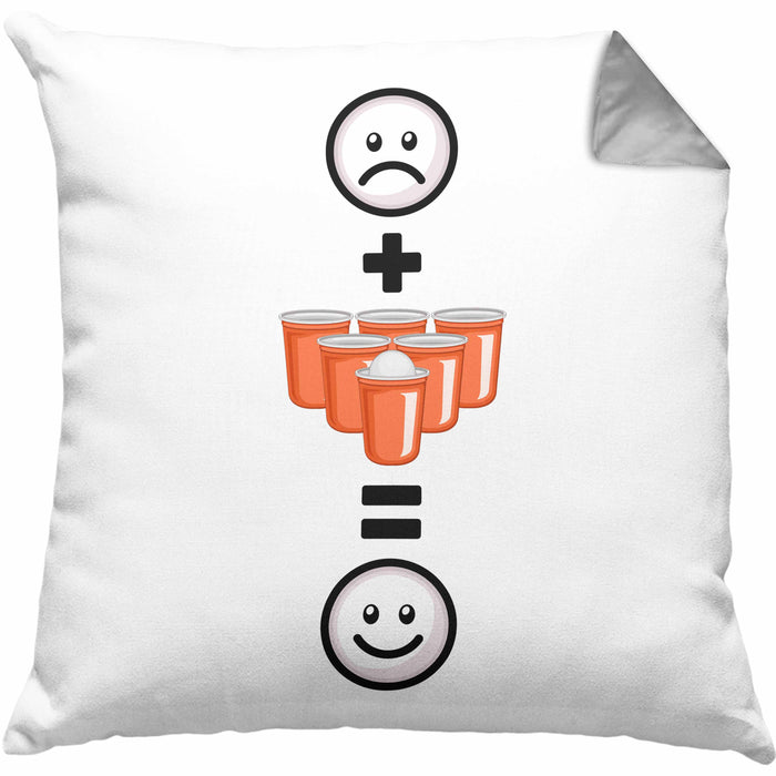 Bierpong Kissen mit Füllung 40x40 Geschenk für Bier Pong Profi Lustige Geschenkidee :( + Bierpong = :) Geburtstag (Grau) Grau Trendation