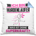 Hürdenläufer Kissen mit Füllung 40x40 Geschenk für Hürdenläufer Geburtstag Lustiger Spruch Was Ist Deine Superkraft (Grau) Blau Trendation