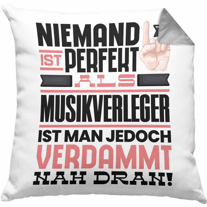 Musikschüler Geschenk Kissen mit Füllung 40x40 Lustige Geschenkidee für Musikschüler Geburtstag Niemand Ist Perfekt Aber Als Musikschüler Ist Man Nah Dran (Grau) Grau Trendation