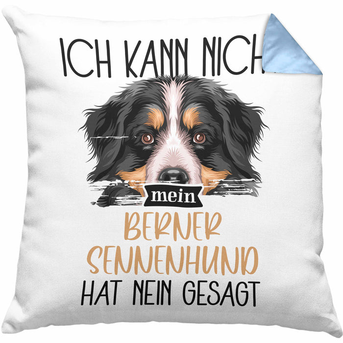 Berner Sennen Besitzer Kissen mit Füllung 40x40 Geschenk Lustiger Spruch Geschenkidee Ich Kann Nicht Mein Berner Sennen Hat Nein Gesagt (Grau) Blau Trendation