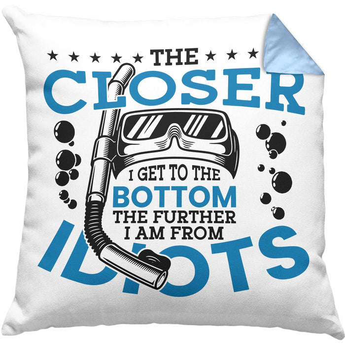 Taucher Geschenk Spruch Kissen mit Füllung 40x40 Tauchlehrer Geschenkidee Profi Taucher Humor (Grau) Blau Trendation