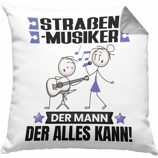 Straßenmusiker Kissen mit Füllung 40x40 Geschenk für Straßenmusiker Der Mann Der Alles Kann Geschenkidee zum Geburtstag (Grau) Grau Trendation