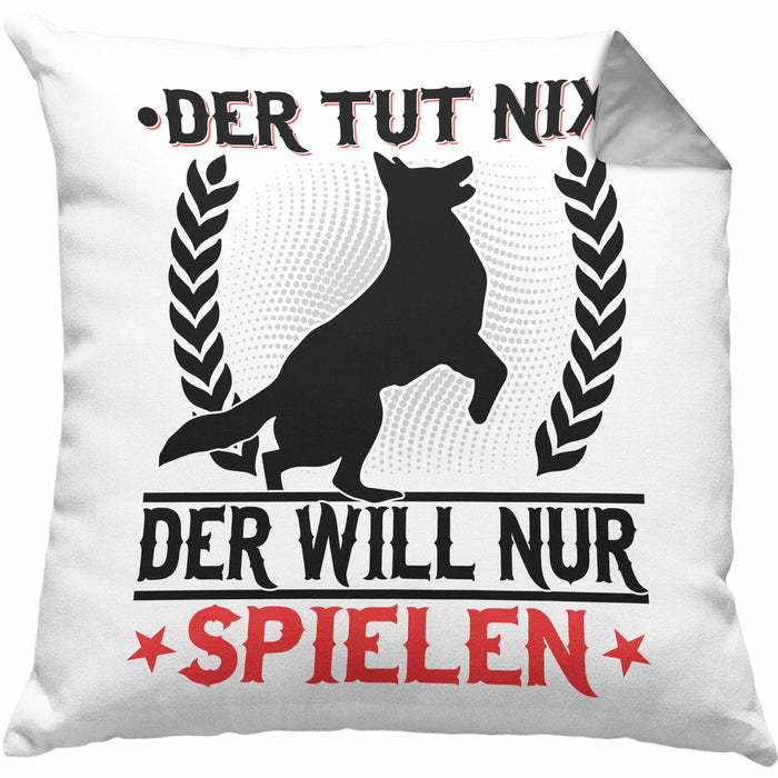 Hund Kissen mit Füllung 40x40 Geschenk Hunde-Besitzer Geschenkidee (Grau) Grau Trendation