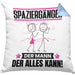 Spaziergänger Kissen mit Füllung 40x40 Geschenk für Spaziergänger Der Mann Der Alles Kann Geschenkidee zum Geburtstag (Grau) Blau Trendation