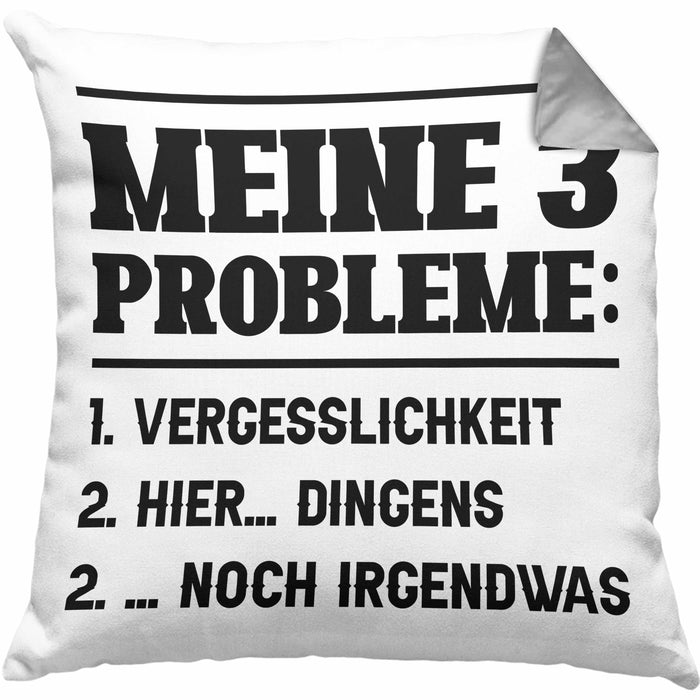 Meine 3 Probleme Kissen mit Füllung 40x40 Vergesslichkeit Männer Geschenkidee Ehemann Spruch (Grau) Grau Trendation