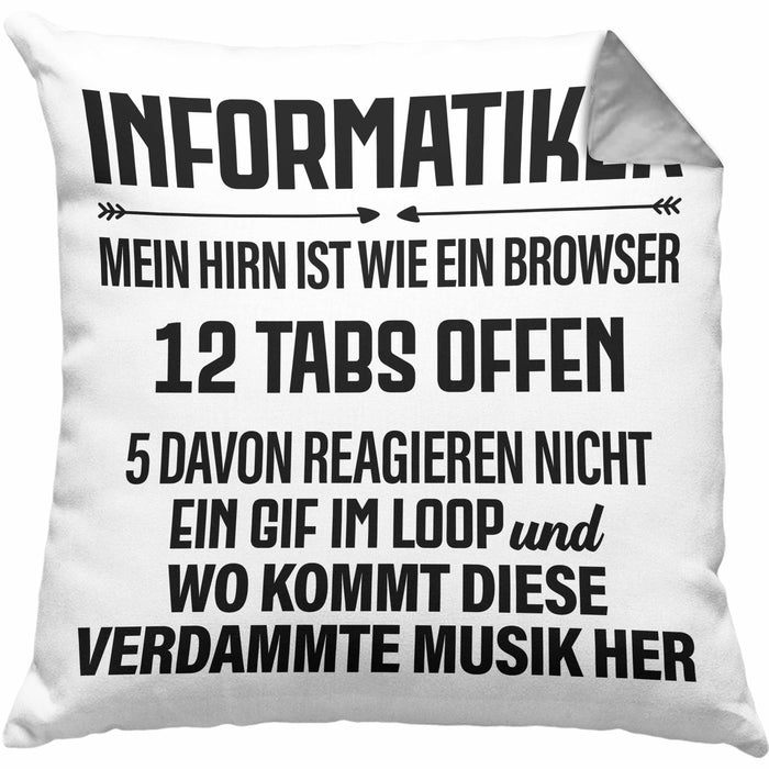 Informatiker Kissen mit Füllung 40x40 Geschenk Programmierer Gadget Lustig Geschenkidee Männer Zubehör Informatiklehrer IT Programmierer (Grau) Grau Trendation