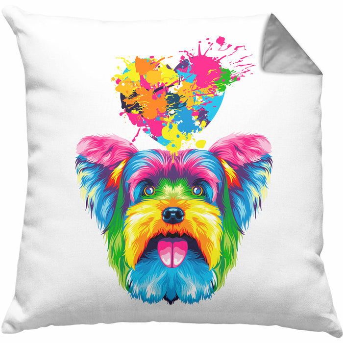 Yorkie Herz Farbe Besitzer Kissen mit Füllung 40x40 Geschenk Lustiger Spruch Geschenkidee Yorkie Liebhaber (Grau) Grau Trendation