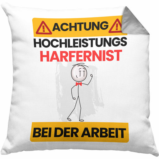 Harfenist Kissen mit Füllung 40x40 Geschenk Lustiger Spruch Geschenkidee für Harfenist Achtung Hochleistungs Harfenist Bei Der Arbeit (Grau) Grau Trendation