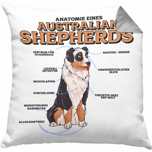 Lustige Kissen mit Füllung 40x40 für Australian Shepherd Liebhaber Geschenkidee (Grau) Grau Trendation