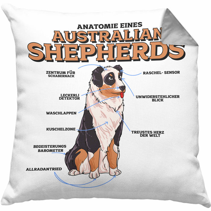 Lustige Kissen mit Füllung 40x40 für Australian Shepherd Liebhaber Geschenkidee (Grau) Grau Trendation