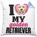 Golden Retriever Besitzerin Kissen mit Füllung 40x40 Geschenk Lustiger Spruch Geschenkidee I Love My Golden Retriever (Grau) Blau Trendation