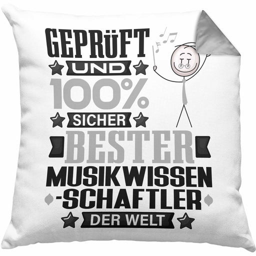 Musikwissenschaftler Geschenk Lustiger Spruch für Musikwissenschaftler Geschenkidee Bester Musikwissenschaftler Der WeltKissen mit Füllung 40x40 (Grau) Grau Trendation