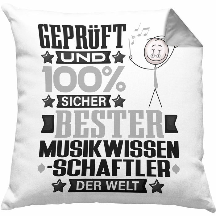 Musikwissenschaftler Geschenk Lustiger Spruch für Musikwissenschaftler Geschenkidee Bester Musikwissenschaftler Der WeltKissen mit Füllung 40x40 (Grau) Grau Trendation