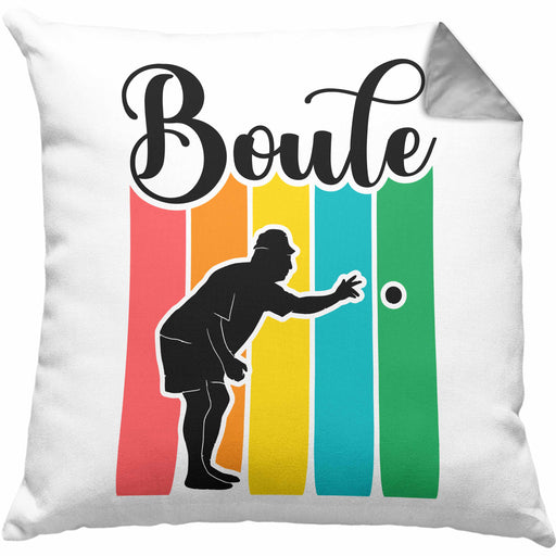 Boule Kissen mit Füllung 40x40 Geschenk Boule-Spieler Geschenkidee Spruch Vintage Boule Grafik (Grau) Grau Trendation