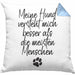 Hundebesitzer Kissen mit Füllung 40x40 Geschenk Mein Hund Versteht Mich Besser als die meistn Menschen Geschenkidee Hunde Mama Frauchen Herrchen (Grau) Blau Trendation