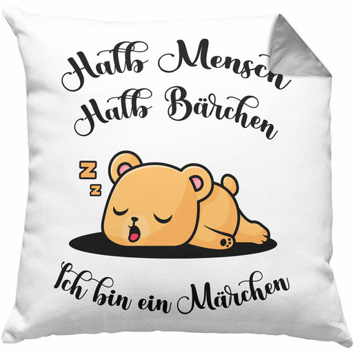Süße Bärchen Kissen mit Füllung 40x40 Geschenk Tierwohlhaber Halb Mensch Halb Bärchen (Grau) Grau Trendation