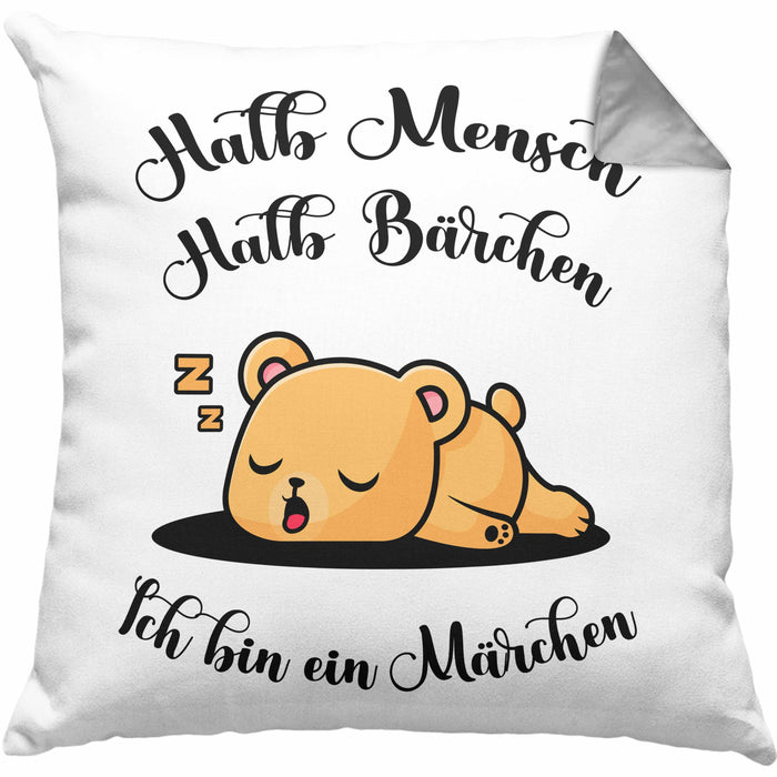 Süße Bärchen Kissen mit Füllung 40x40 Geschenk Tierwohlhaber Halb Mensch Halb Bärchen (Grau) Grau Trendation