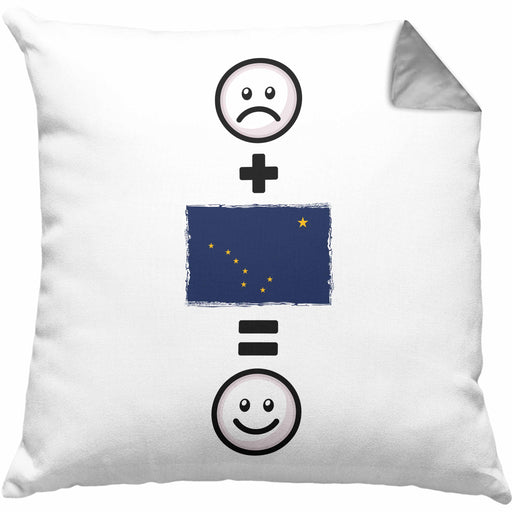Alaska Kissen mit Füllung 40x40 Geschenk für Alaska-Liebhaber Urlaub Lustige Geschenkidee :( + Alaska Flagge = :) Geburtstag (Grau) Grau Trendation