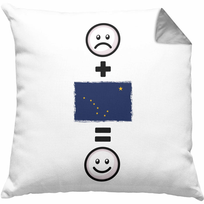 Alaska Kissen mit Füllung 40x40 Geschenk für Alaska-Liebhaber Urlaub Lustige Geschenkidee :( + Alaska Flagge = :) Geburtstag (Grau) Grau Trendation