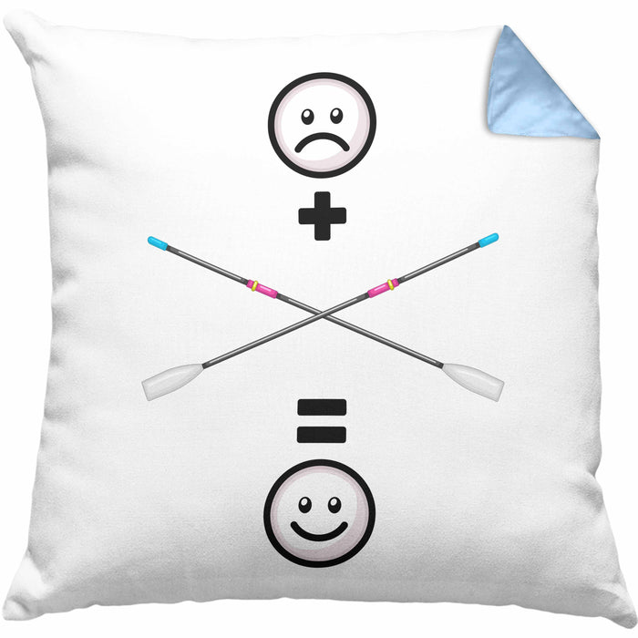 Rudern Kissen mit Füllung 40x40 Geschenk für Ruderer Lustige Geschenkidee :( + Rudern = :) Geburtstag (Grau) Blau Trendation