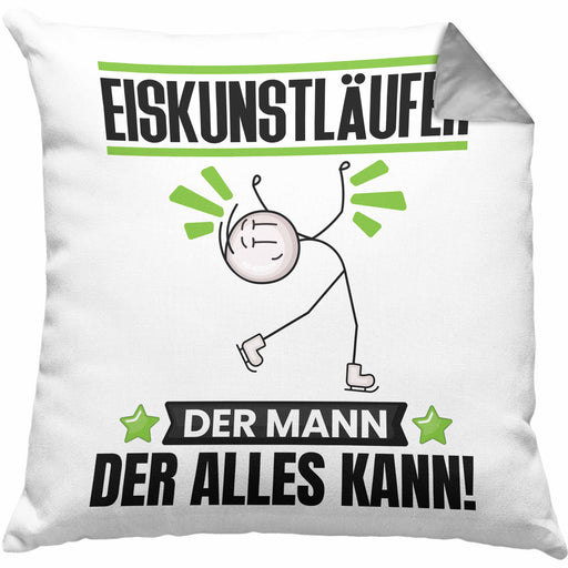 Eiskunstläufer Kissen mit Füllung 40x40 Geschenk für Eiskunstläufer Der Mann Der Alles Kann Geschenkidee zum Geburtstag (Grau) Grau Trendation