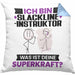 Slackline-Instruktor Kissen mit Füllung 40x40 Geschenk für Slackline-Instruktor Geburtstag Lustiger Spruch Was Ist Deine Superkraft (Grau) Blau Trendation