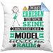 Model Geschenk Kissen mit Füllung 40x40 Lustiger Spruch Erheben Sie Sich Der Model Betritt den Raum (Grau) Blau Trendation