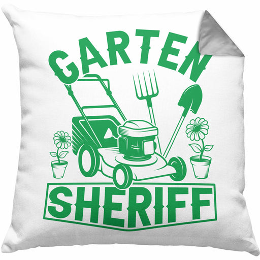 Gärtner Geschenk Kissen mit Füllung 40x40 Garten-Sheriff Geschenkidee Garten-Pflege (Grau) Grau Trendation