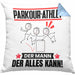 Parkour-Athlet Kissen mit Füllung 40x40 Geschenk für Parkour-Athlet Der Mann Der Alles Kann Geschenkidee zum Geburtstag (Grau) Blau Trendation