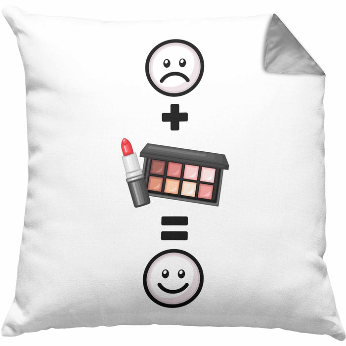 Makeup Kissen mit Füllung 40x40 Geschenkidee für Makeup-Stylist Geburtstag Lustiges Geschenk :( + Makeup = :) (Grau) Grau Trendation