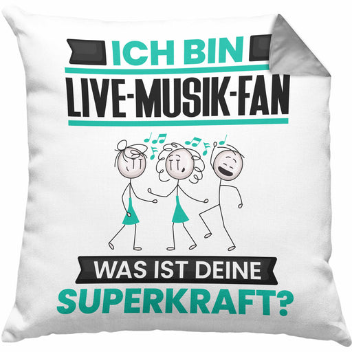 Live-Musik-Fan Kissen mit Füllung 40x40 Geschenk für Live-Musik-Fan Geburtstag Lustiger Spruch Was Ist Deine Superkraft (Grau) Grau Trendation
