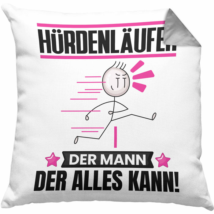 Hürdenläufer Kissen mit Füllung 40x40 Geschenk für Hürdenläufer Der Mann Der Alles Kann Geschenkidee zum Geburtstag (Grau) Grau Trendation