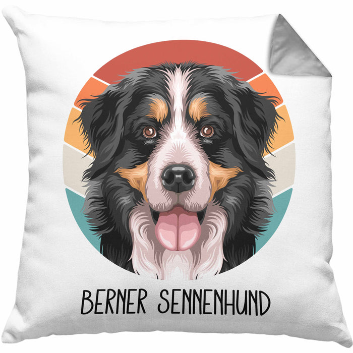 Berner Sennen Besitzer Kissen mit Füllung 40x40 Geschenk Lustiger Spruch Geschenkidee Berner Sennen Mama Papa (Grau) Grau Trendation