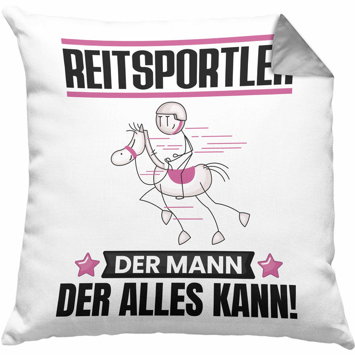 Reitsportler Kissen mit Füllung 40x40 Geschenk für Reitsportler Der Mann Der Alles Kann Geschenkidee zum Geburtstag (Grau) Grau Trendation