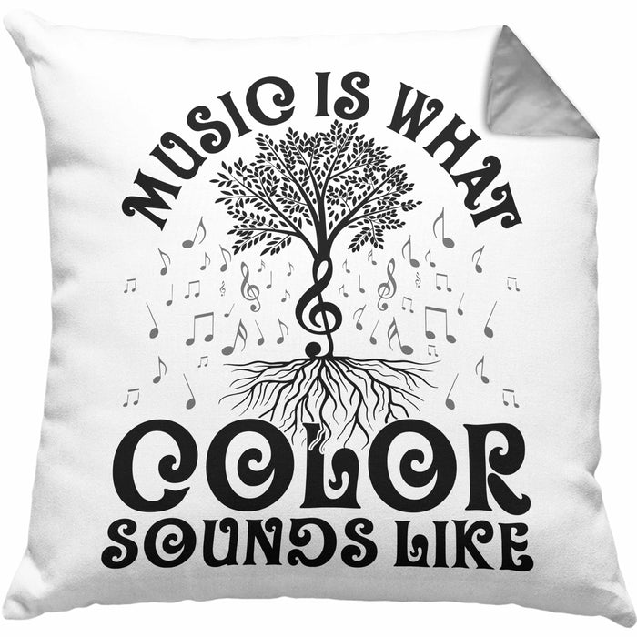 Music Is What Color Sounds Like Kissen mit Füllung 40x40 Geschenk Musiker Geschenkidee Band Bandmitglied Klavier Gitarre Piano (Grau) Grau Trendation