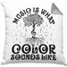 Music Is What Color Sounds Like Kissen mit Füllung 40x40 Geschenk Musiker Geschenkidee Band Bandmitglied Klavier Gitarre Piano (Grau) Grau Trendation