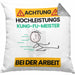 Kung-Fu-Meister Kissen mit Füllung 40x40 Geschenk Lustiger Spruch Geschenkidee für Kung-Fu-Meister Achtung Hochleistungs Kung-Fu-Meister Bei Der Arbeit (Grau) Grau Trendation