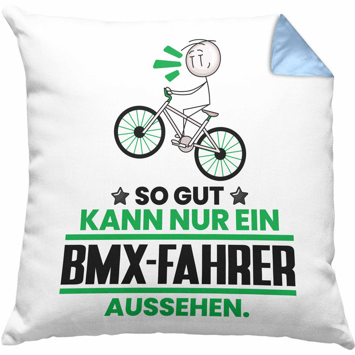 BMX-Fahrer Geschenk Kissen mit Füllung 40x40 So Gut Kann Nur Ein BMX-Fahrer Aussehen Geschenkidee (Grau) Blau Trendation