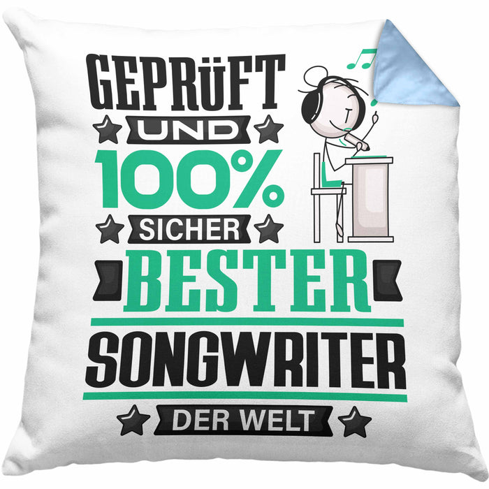 Songwriter Geschenk Lustiger Spruch für Songwriter Geschenkidee Bester Songwriter Der WeltKissen mit Füllung 40x40 (Grau) Blau Trendation